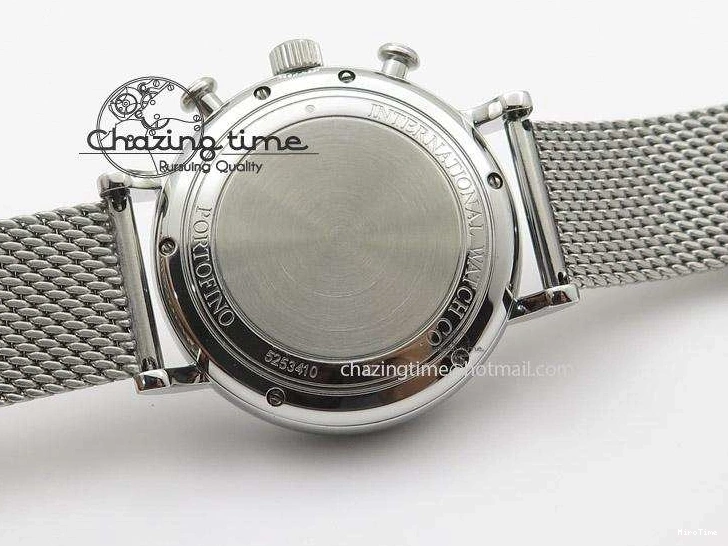 MIROTIME 0707 Portofino Chrono SS White Dial on SS Mesh Bracelet A Soft 7388